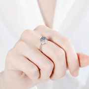 1克拉天使结婚戒指男女情侣对戒纯银，莫桑石钻戒(石钻戒，)送女友之吻求婚