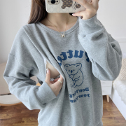 大码哺乳衣外出加绒加厚卫衣，春秋季长袖，上衣辣妈款喂奶期衣服冬装