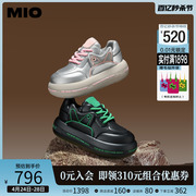 MIO米奥2024年春季圆头高跟时尚休闲鞋潮流拼色运动鞋面包鞋女鞋