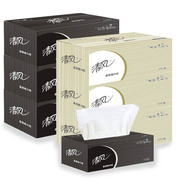 清风b338a2盒装抽纸硬盒抽面纸，2层200抽商务黑白盒装2提装