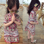 宝宝海边穿搭儿童沙滩泰国三亚女童民族风波，西米亚连衣裙度假衣服