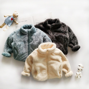 儿童宝宝婴儿珊瑚绒外套保暖衣男童柔软上衣中小童毛毛拉链衫