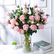 仿真保加利亚玫瑰花复古花束单枝客厅，餐桌摆件干花艺家庭装饰花瓶