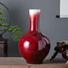 景德镇陶瓷器颜色釉郎红天球瓶，花瓶装饰摆件，家居客厅酒店开业