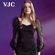vjcolivia2024春夏法式方领蕾丝雪纺衫，绣花修身短上衣女装