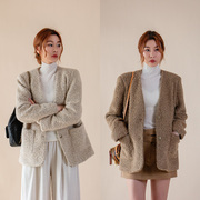 ChatonDesign2023aw 圈圈毛羊毛呢大衣 通勤小众两色西装外套大衣