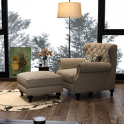 美式轻奢布艺沙发组合小户型棉麻乳胶单双三人位现代简约客厅家具