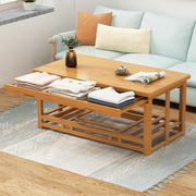家用烤火桌炕桌免安装长方形楠，竹木客厅多功能可折叠烤火架取暖桌