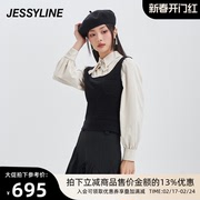 jessyline2023冬季 杰茜莱假两件套头针织衫女 343103105
