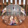 爱莎透明儿童雨伞长柄自动安全女童幼儿园卡通学生，宝宝遮阳公主伞