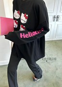 韩国东大门可爱猫猫宽松T恤 23秋季卡通动漫套头打底衫上衣棉