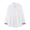 9折菲菲外贸欧美纯原女童长袖衬衫，白色中长款全棉公主衬衣