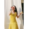 绿色云 柠檬蛋糕浪漫少女法式红色黄色小香风马甲腰裙套装春夏款
