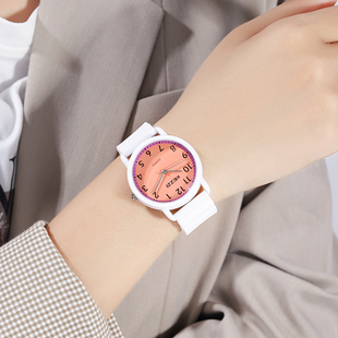珂紫简约学生大数字表盘时装手表初高中硅胶表带石英防水腕表