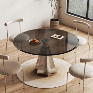 极简玻璃圆桌家用小户型餐桌，现代简约设计师，钢化玻璃小圆桌椅组合
