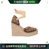 99新未使用香港直邮Gucci 古驰 女士 徽标系带坡跟鞋 621240H