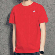 耐克红色短袖男女款本命年高考中考宽松大码休闲纯棉透气运动T恤