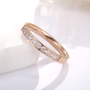 上市 时尚十钻戒指，镶钻玫瑰金钛钢指环 情侣对戒创意气质