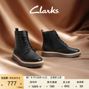 clarks其乐女鞋秋冬时尚，潮流松糕底靴时尚，系带时尚短靴马丁靴女