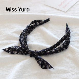 Miss Tura韩国进口深蓝色洋气三股辫眼睛图案发箍 酒红色气质头箍