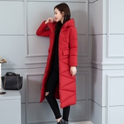 大红色高端羽绒服反季冬季外套，女修身棉服，加厚棉衣女中长款过膝大
