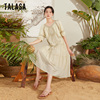 TALASA丝棉连衣裙2024年夏法式复古设计拼接假两件宽松优雅