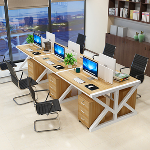 职员办公桌电脑桌椅组合员工办公室桌子，卡座现代简约4四人位工位