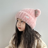 女童帽子秋冬款儿童针织帽2023女孩冬季加绒毛线帽宝宝帽子