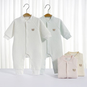 婴儿保暖连体衣春秋冬装女宝宝空气棉夹丝哈衣新生儿衣服0-3个月6
