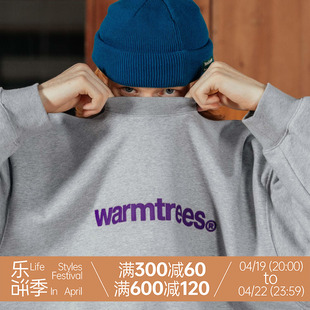 warmtrees2023aw品牌小写logo绣花蝙蝠袖，圆领卫衣