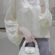 欧洲站2025年夏新款国风时尚洋气T恤人丝烧花衬衫女轻薄宽松上衣