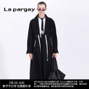 Lapargay纳帕佳女黑白色风衣中长款休闲大衣长袖显瘦外套