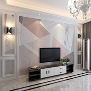电视背景墙壁纸现代简约客厅，轻奢北欧壁画几何，线条大理石影视墙布