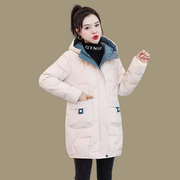 冬装女2021年女港风，棉服减龄显瘦中长款棉袄复古羽绒外套