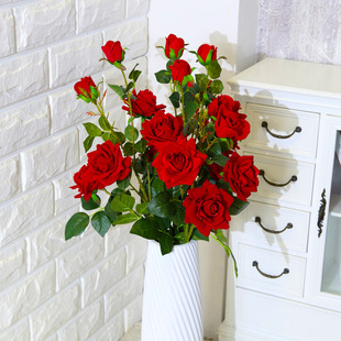 浪漫高枝落地大玫瑰花假花创意，婚庆客厅装饰品仿真花束家居饰品
