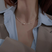 925纯银饰几何圆珠颈链锁骨，链项链短款简约气质，韩版ins风设计感女