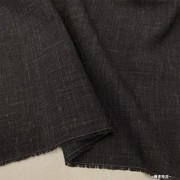 日本进口深咖啡色竹节精纺，羊毛西装复古毛麻马甲西裤定制服装布料