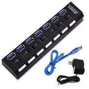 usb3.0hub7口3.0分线器，一拖7集线器带独立开关，hub3.0扩展器