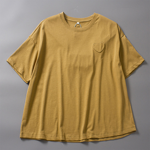 文艺棉麻女装夏款姜黄色显白短袖轻薄细腻针织t恤上衣体恤设计感