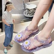 儿童果冻凉鞋女童女宝塑料水晶镂空公主鞋透明宝宝小女孩包头夏季