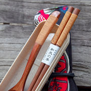 环保筷勺套装筷子勺子叉子筷勺布袋套装绕线木勺筷套日式环保便携