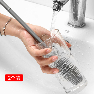 日本瓶刷海绵刷长柄硅胶，杯刷奶瓶刷加长无死角清洁洗杯刷2只装