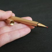 甲胄 六角黄铜签字笔 黄铜笔 防身笔中性金属水性 防身笔