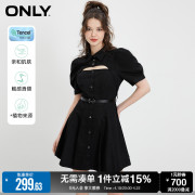 only2023春季高级感天丝，黑色牛仔短裙，收腰连衣裙女123242011