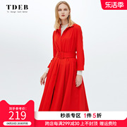 2024春季风衣中长款女士时尚系带优雅欧美高端大红色流行外套