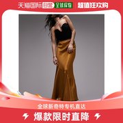 香港直邮潮奢topshop女士缝线长款褐色半身裙