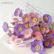 lancol高级感仿真花粉紫色虞美人，罂粟客厅餐桌装饰花束摆件假花