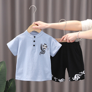 童装男童夏装短袖套装女宝宝婴幼儿童两件套1-3-4岁夏季棉麻衣服