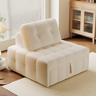 2024沙发床奶油风泡芙两用多功能，小户型布艺客厅折叠伸缩单人