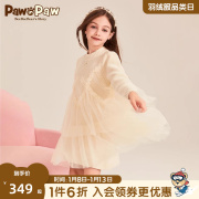 PawinPaw小熊童装2023年秋冬女童拼接网纱连衣裙公主风裙子